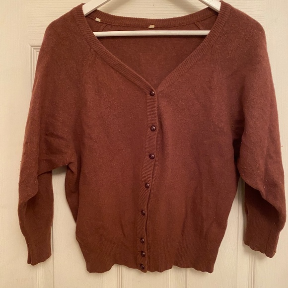 50s Vintage Soft Brown Sweater Cardigan Sz XS, S - Picture 8 of 11
